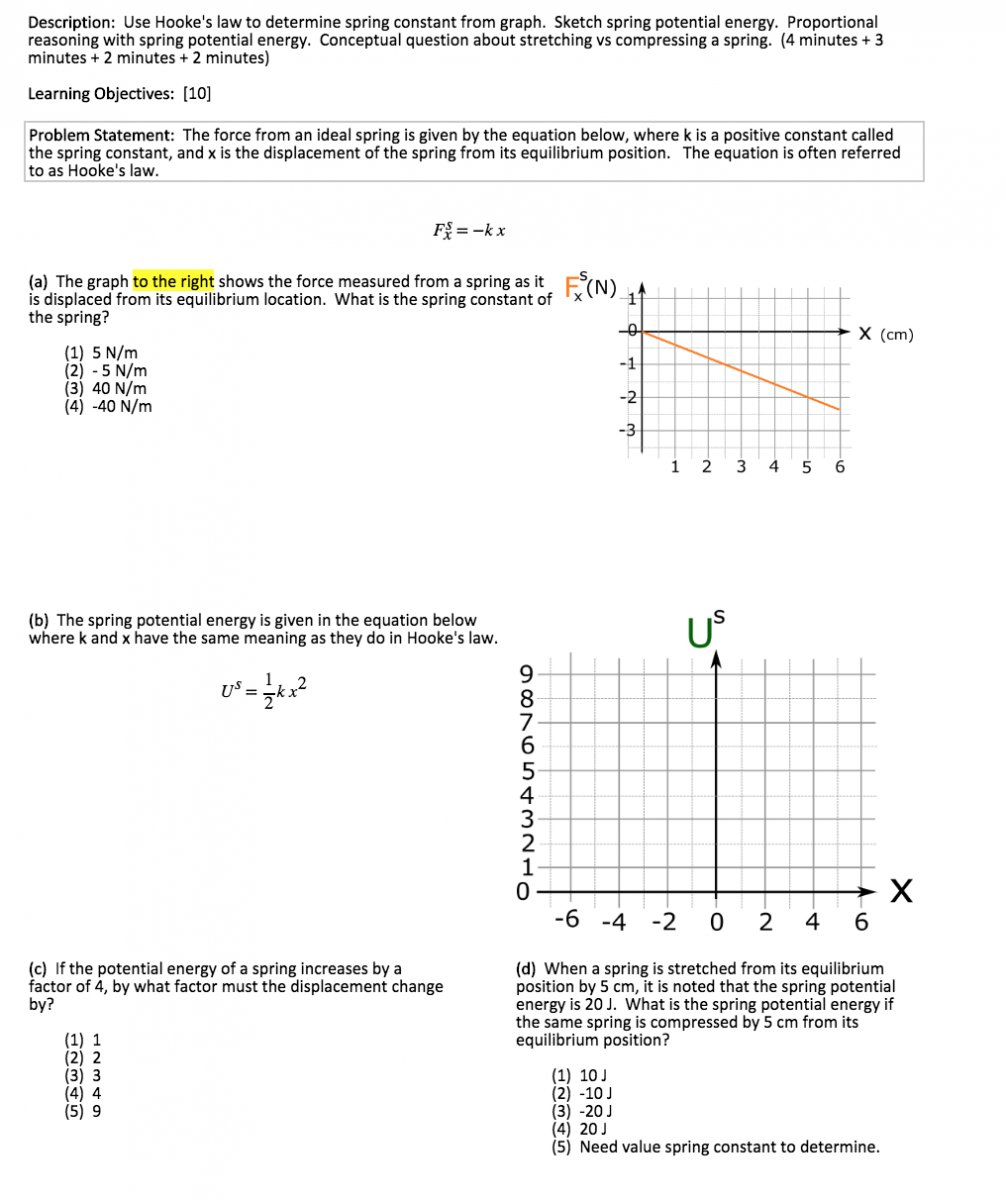 Hooke's law worksheet