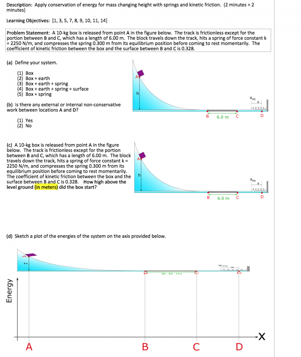 Conservation of energy worksheet