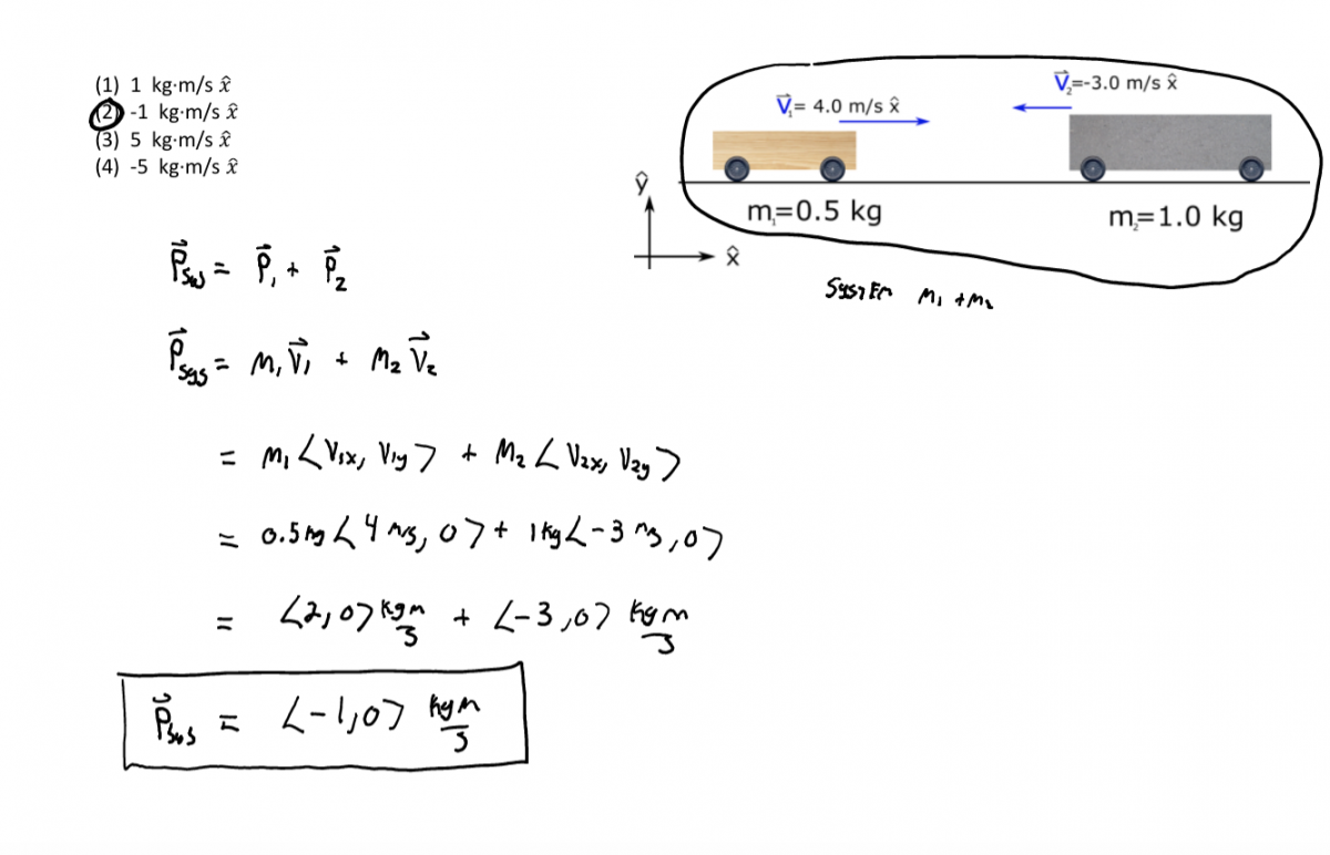 Momentum and carts worksheet solution