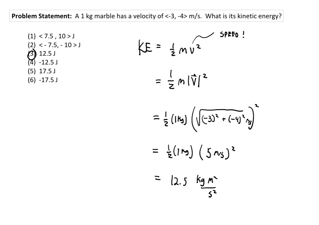 Kinetic energy worksheet solution