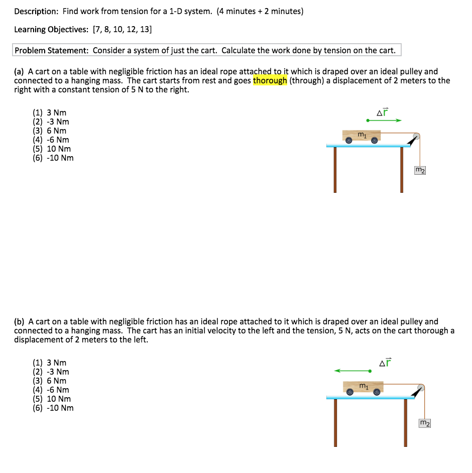 Tension from a cart worksheet