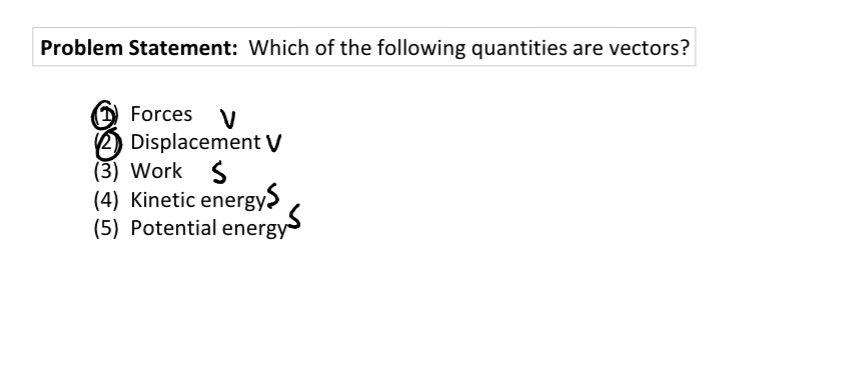 Vectors vs scalars worksheet solution